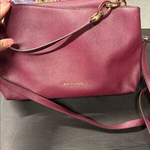 Michael Kors Wine Crossbody Bag with Gold Accents